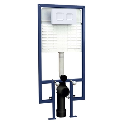 nuie Dual Flush Concealed Cistern Frame With Matt White Square Plate