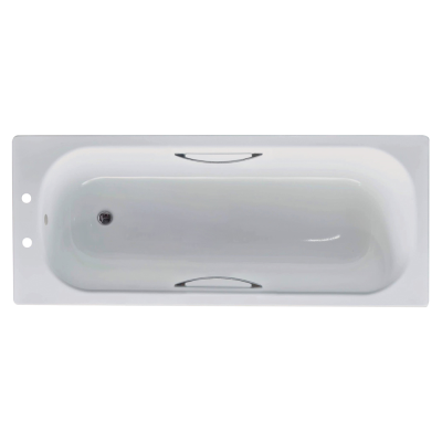 Elementa 1500mm 2 Tap Hole Anti Slip & Twin Grip Steel Bath