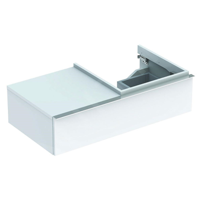 Geberit iCon 890mm Gloss White Cabinet With 1 Drawer & Left Hand Shelf Space